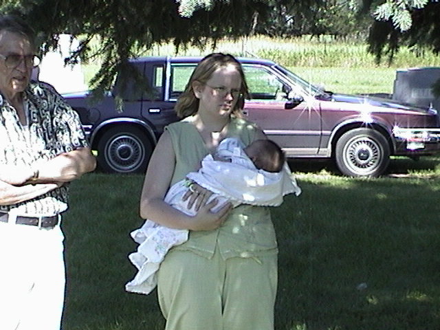 Brandon and Mom at Grandpa Wally's burial.