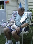 Brandon and Grandpa at Kayla's birthday party.