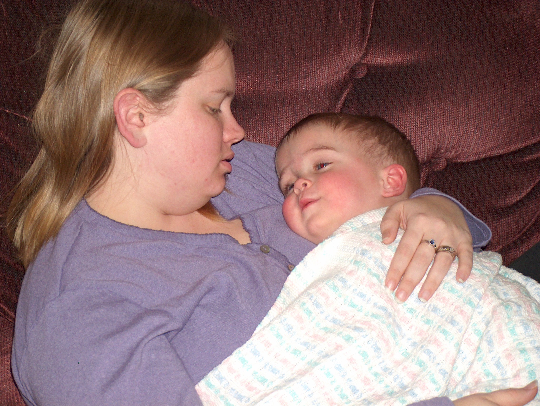 Cuddle time with mom.