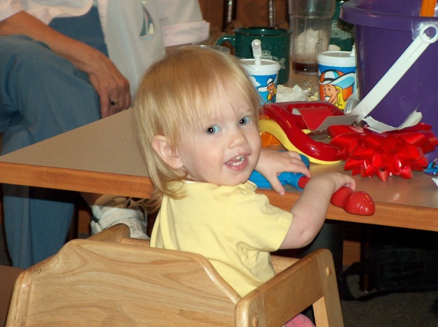 Ellie got some toys for in the sandbox