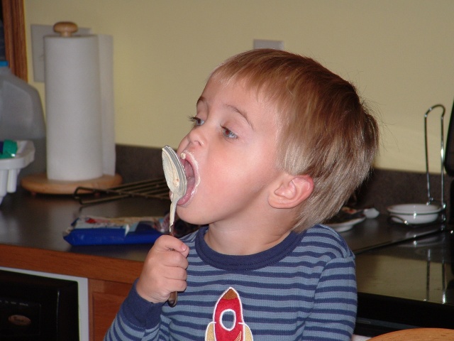 Brandon sampling the candy