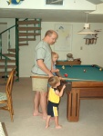 Brandon learning to play pool