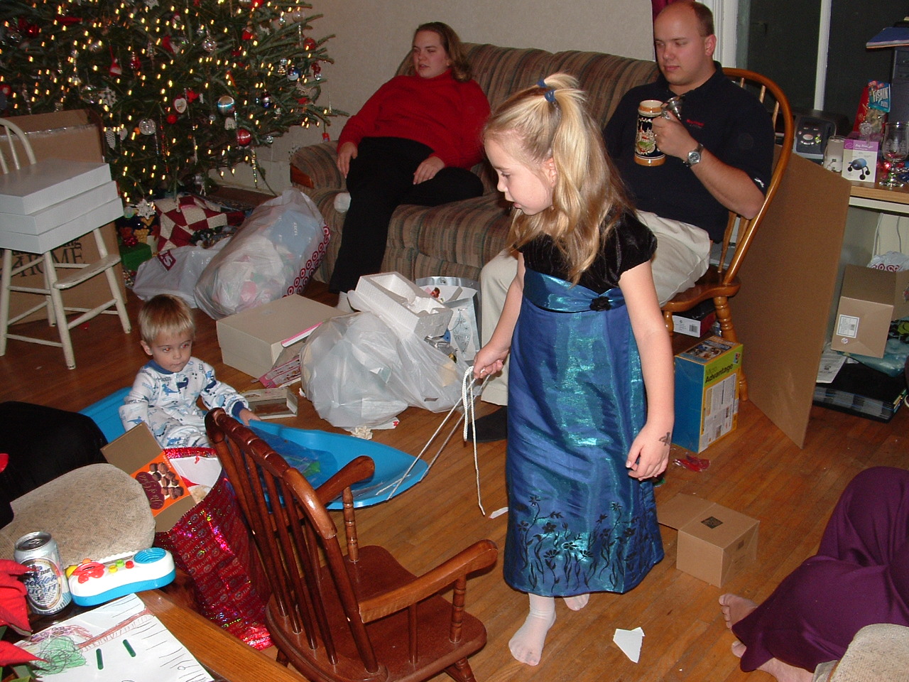 A new sled! Who needs snow when you have a big cousin Kayla?