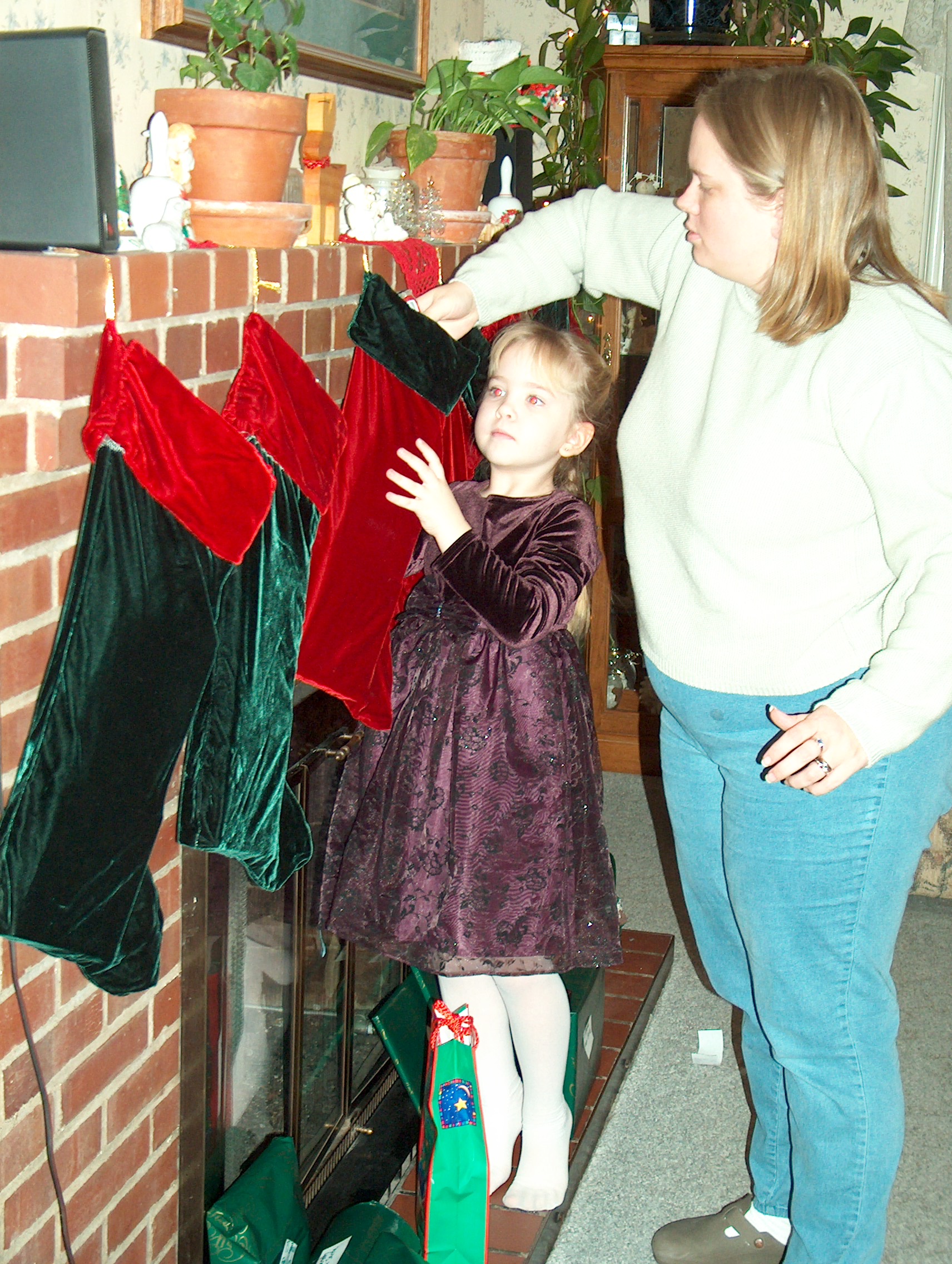 Looking in Kayla's stocking