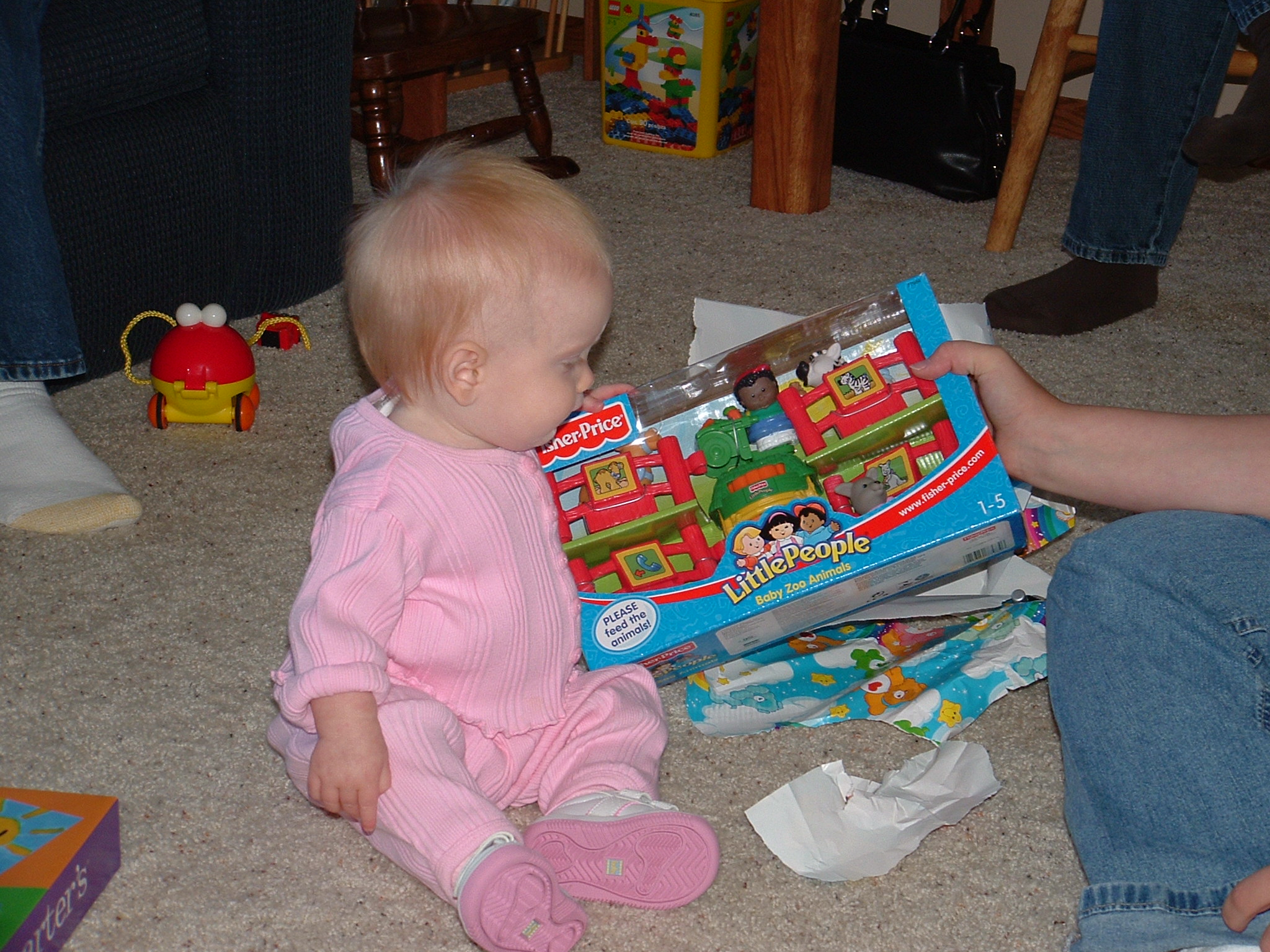 Opening gifts from Grandma Carol