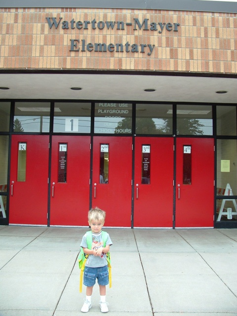 In front of the school