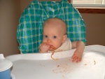 Ellie's first real food..spaghetti!