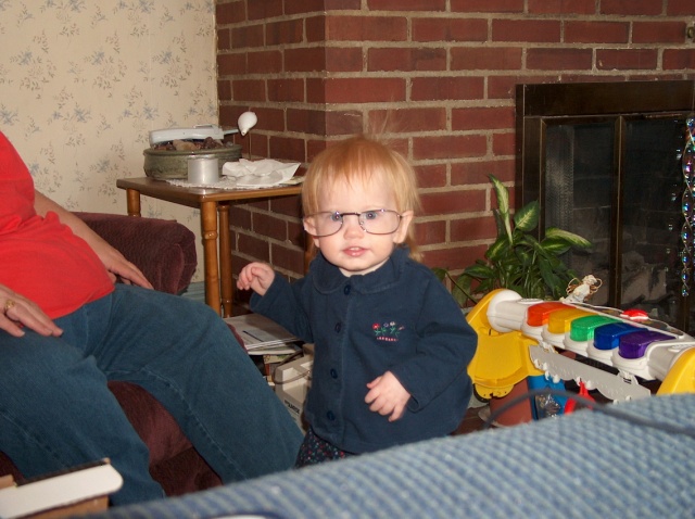 She likes Grandma's reading glasses