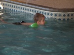 Brandon is learning to swim